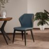 Lot 2 Chaises Milano - Gris / Bleu – Simili Cuir – Pieds Métal - 86 x 41 x 40 cm