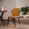 Lot 2 Chaises Milano - Gris / Orange – Simili Cuir – Pieds Métal - 86 x 41 x 40 cm