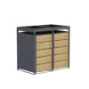 Cache Poubelle Design – Modèle 2 Compartiments | Structure Métal & Bois | Couleur Chêne | 132 x 80 x 124 cm