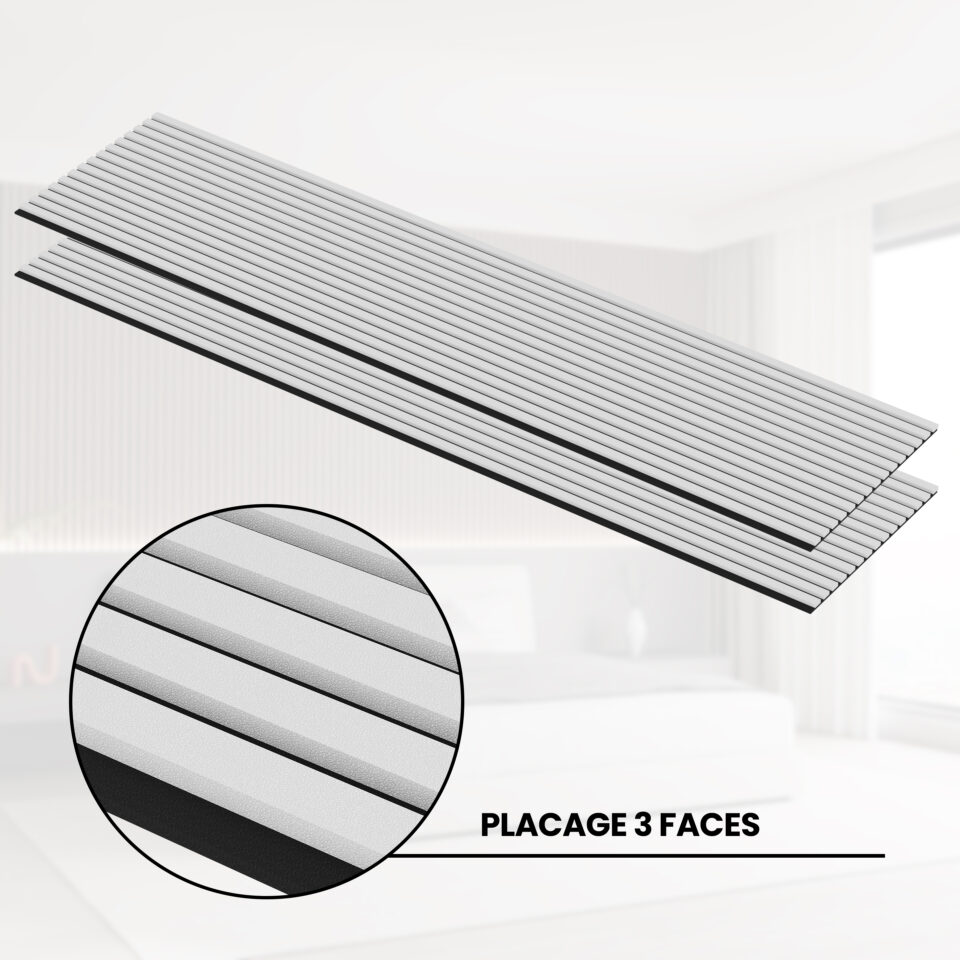 Panneaux Acoustiques Blanc Cuir - 240x60 - 21mm - Lot de 2