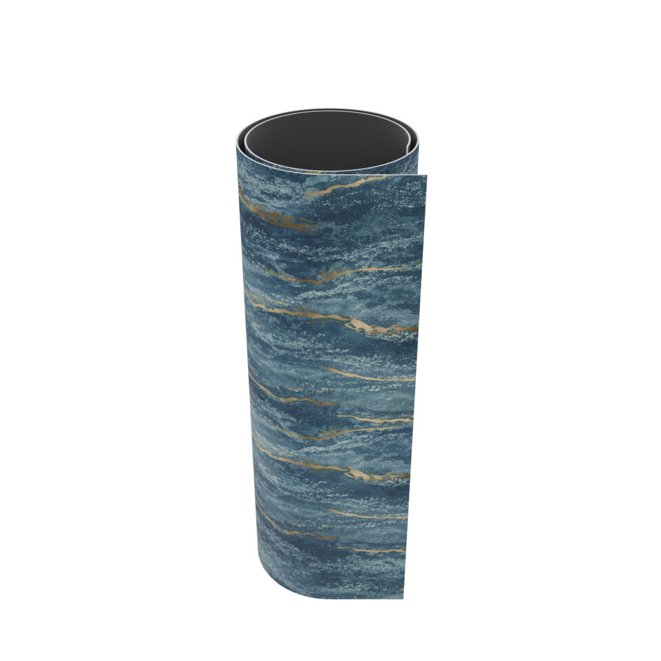 Panneau mural - Bleu Or - Effet Marbre - 250x120x0.3CM