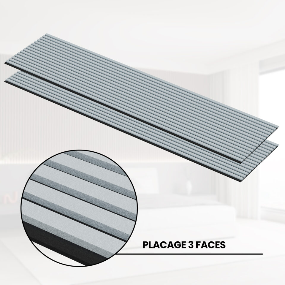 Panneaux Acoustiques Gris Cuir– 240x60 – 21 mm - Lot de 2