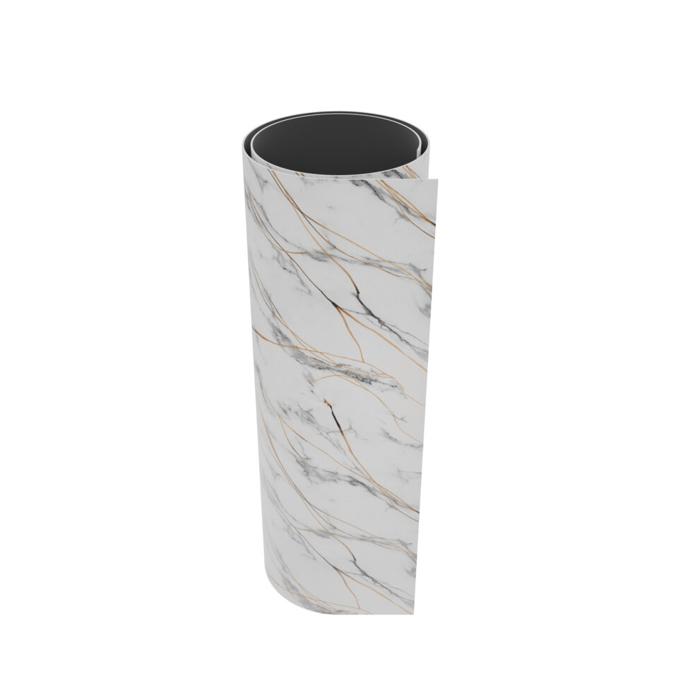 Panneau Mural - Blanc Trait Or - Effet Marbre - 250x120x0.3CM