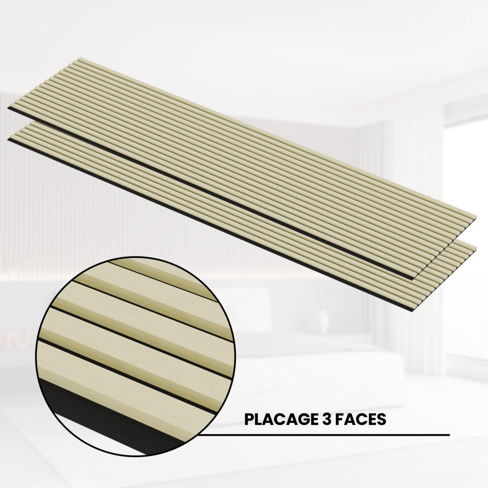 Panneau Acoustique - Chêne - Feutrine Noir - 240x60 - Lot de 2