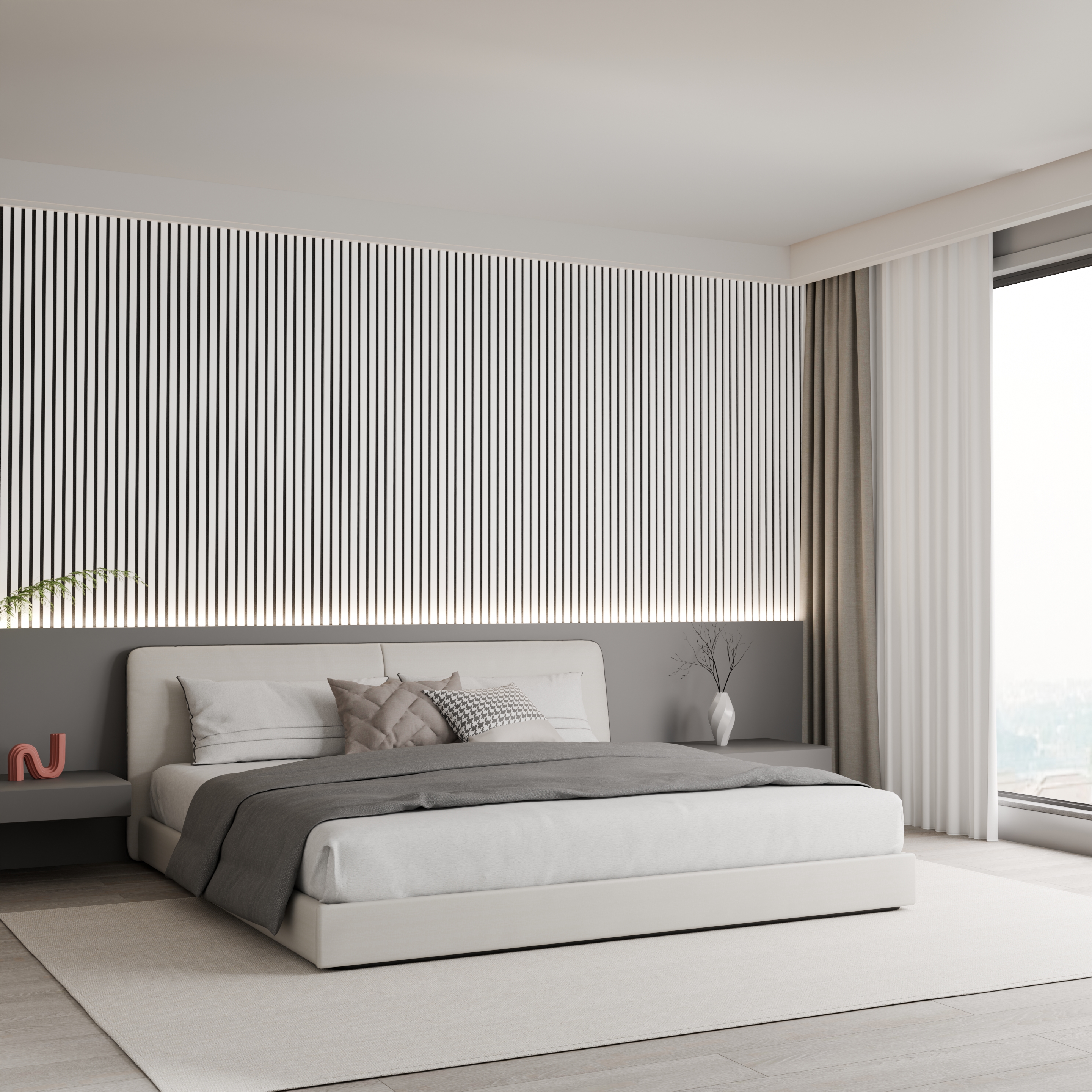 Acoustic Panel White Leather Black Felt