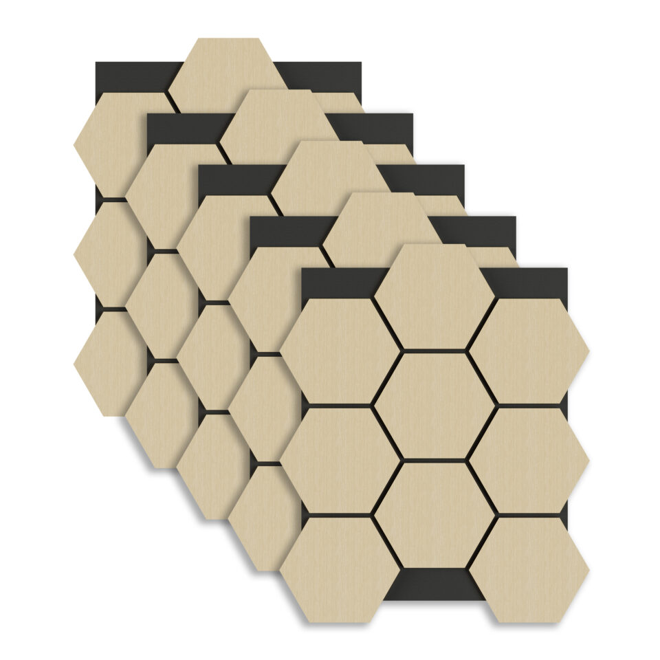 Panneau Hexagonal Acoustique Chêne – 69,3×56,7 cm – 18 mm – Lot de 5