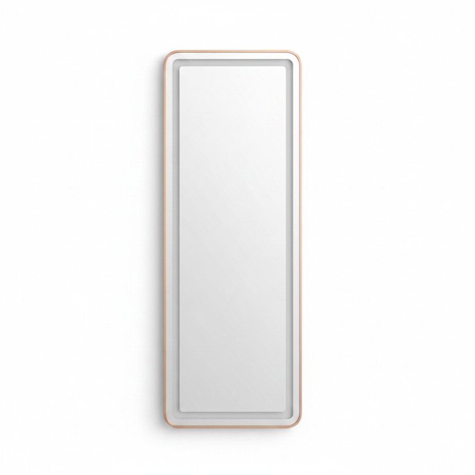 Miroir LED Mural Pleine Longueur 160×59 cm — 3 Températures Tactile — Cadre Bronze